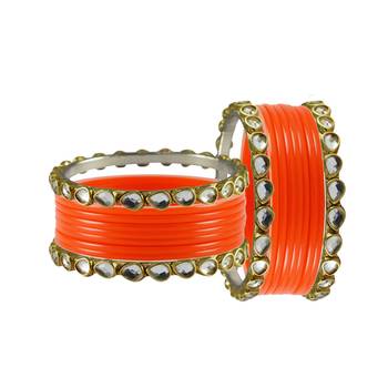 Orange Stone Acrylic-Brass Bangle 2