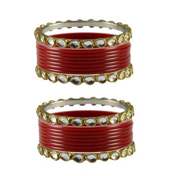 Red Stone Acrylic-Brass Bangle 1