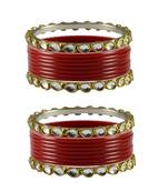 Red Stone Acrylic-Brass Bangle