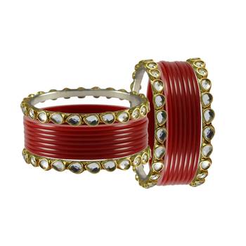 Red Stone Acrylic-Brass Bangle 2