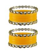 Yellow Stone Acrylic-Brass Bangle