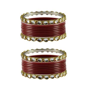 Maroon Stone Acrylic-Brass Bangle 1