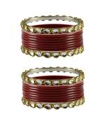 Maroon Stone Acrylic-Brass Bangle