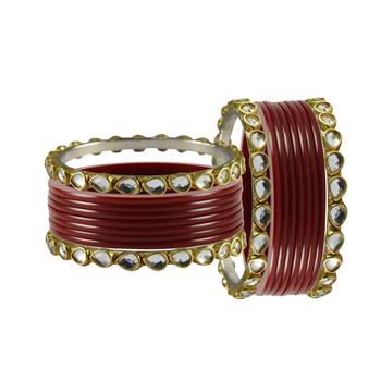 Maroon Stone Acrylic-Brass Bangle 2