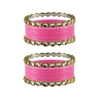 Pink Stone Acrylic-Brass Bangle 1