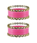 Pink Stone Acrylic-Brass Bangle