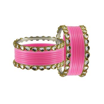 Pink Stone Acrylic-Brass Bangle 2