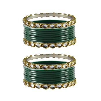 Green Stone Acrylic-Brass Bangle 1