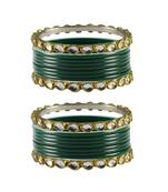 Green Stone Acrylic-Brass Bangle