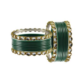 Green Stone Acrylic-Brass Bangle 2