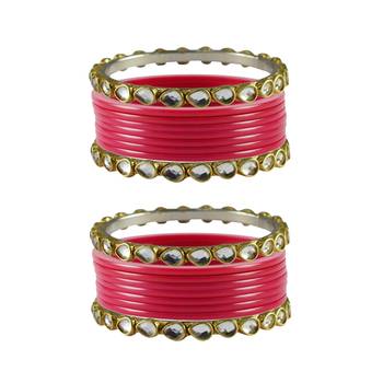 Light Rani Stone Acrylic-Brass Bangle 1