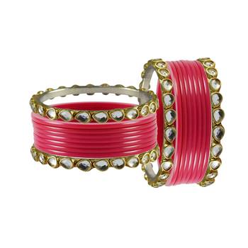 Light Rani Stone Acrylic-Brass Bangle 2