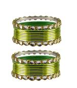Light Green Stone Metal Bangle