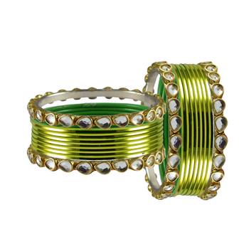 Light Green Stone Metal Bangle 2