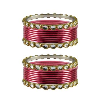 Peach Stone Metal Bangle 1