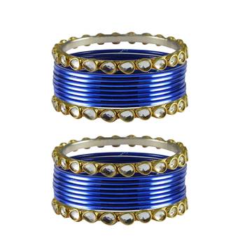 Blue Stone Metal Bangle 1