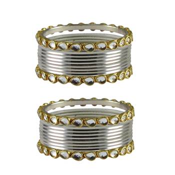 White Stone Metal Bangle 1