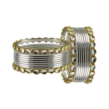 White Stone Metal Bangle 2