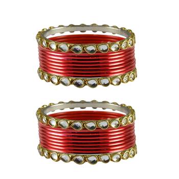 Red Stone Metal Bangle 1