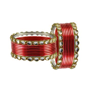 Red Stone Metal Bangle 2