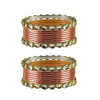 Peach Stone Metal Bangle 1