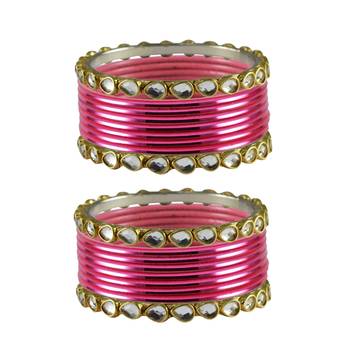 Pink Stone Metal Bangle 1
