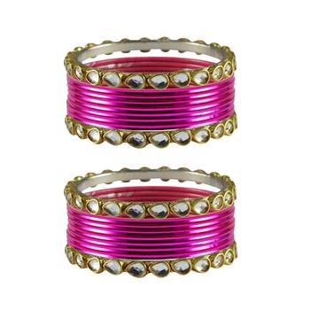 Light Rani Stone Metal Bangle 1