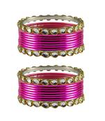 Light Rani Stone Metal Bangle