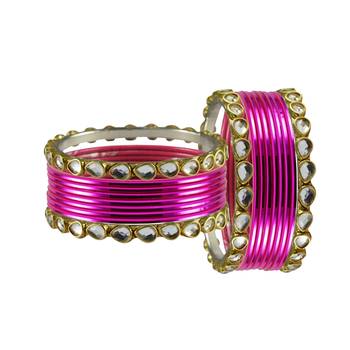 Light Rani Stone Metal Bangle 2