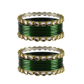 Green Stone Metal Bangle 1