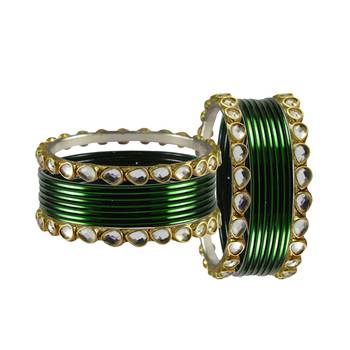 Green Stone Metal Bangle 2