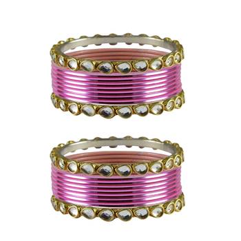 Light Pink Stone Metal Bangle 1