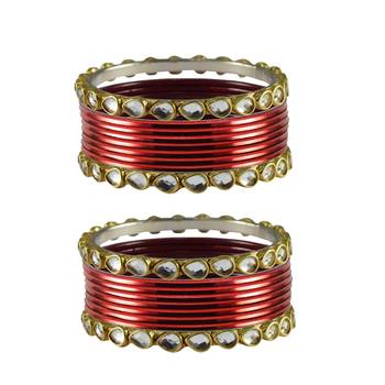 Maroon Stone Metal Bangle 1