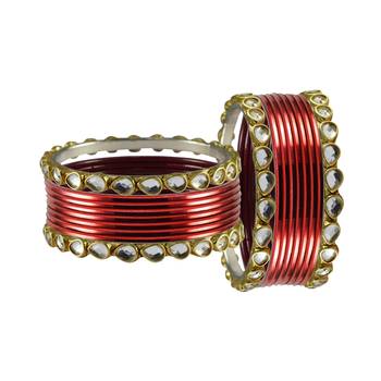 Maroon Stone Metal Bangle 2