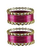 Dark Pink  Stone Metal Bangle