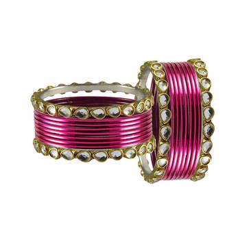 Dark Pink  Stone Metal Bangle 2