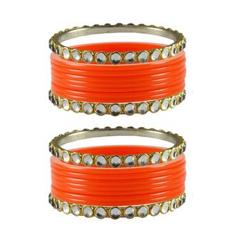 Orange Stone Acrylic-Brass Bangle 1