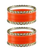 Orange Stone Acrylic-Brass Bangle