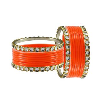 Orange Stone Acrylic-Brass Bangle 2