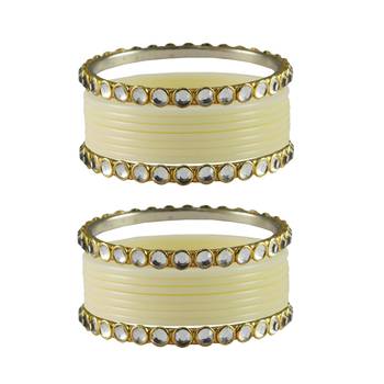 White Stone Acrylic-Brass Bangle 1