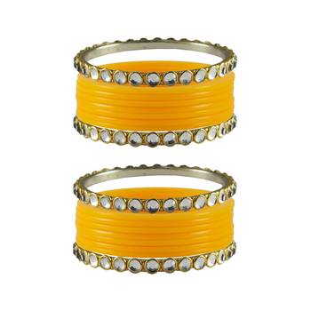 Yellow Stone Acrylic-Brass Bangle 1