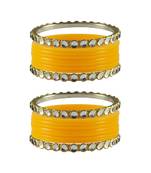 Yellow Stone Acrylic-Brass Bangle