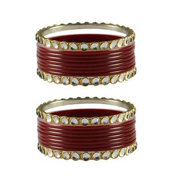 Maroon Stone Acrylic-Brass Bangle 1