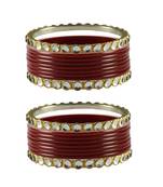 Maroon Stone Acrylic-Brass Bangle
