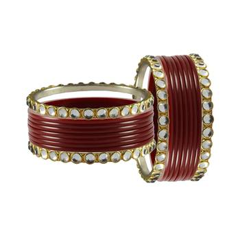 Maroon Stone Acrylic-Brass Bangle 2