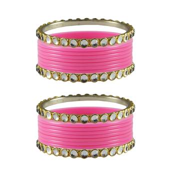 Pink Stone Acrylic-Brass Bangle 1