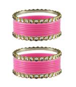 Pink Stone Acrylic-Brass Bangle