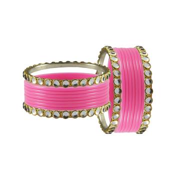 Pink Stone Acrylic-Brass Bangle 2