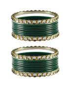 Green Stone Acrylic-Brass Bangle