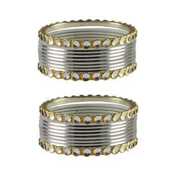 White Stone Metal Bangle 1